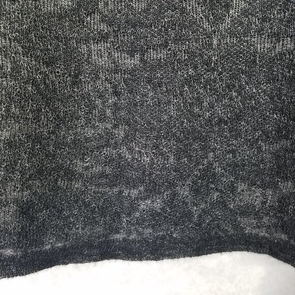 Anthropologie Sweater Lrg Hanna Lace Merino Wool Mock Neck Charcoal Ruffle Sheer - Picture 3 of 15